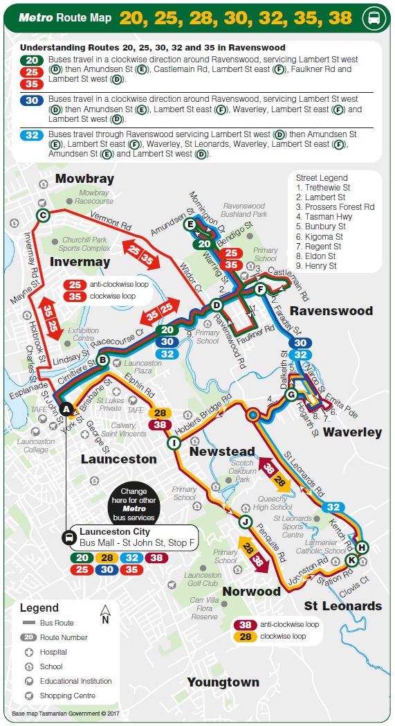 A map of the bus route
