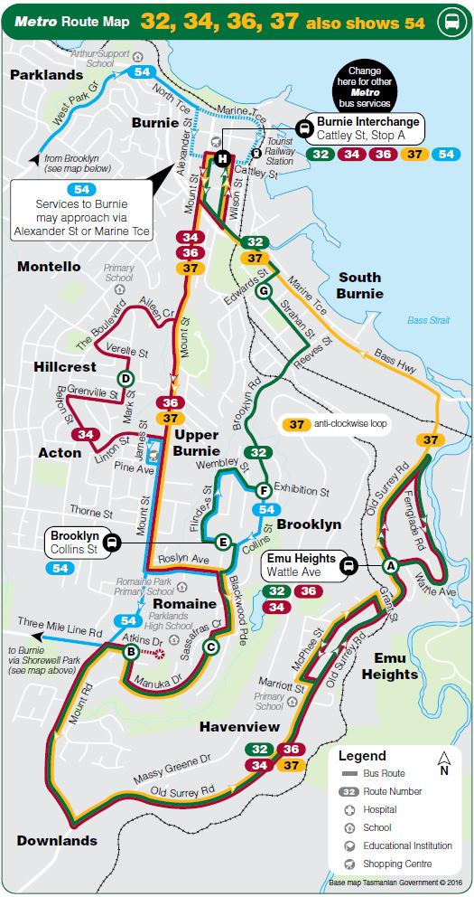 A map of the bus route