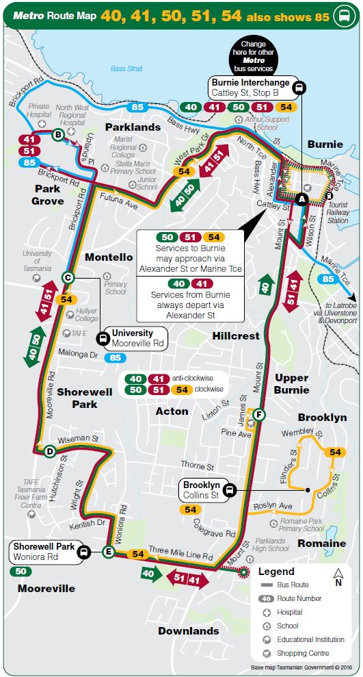 A map of the bus route
