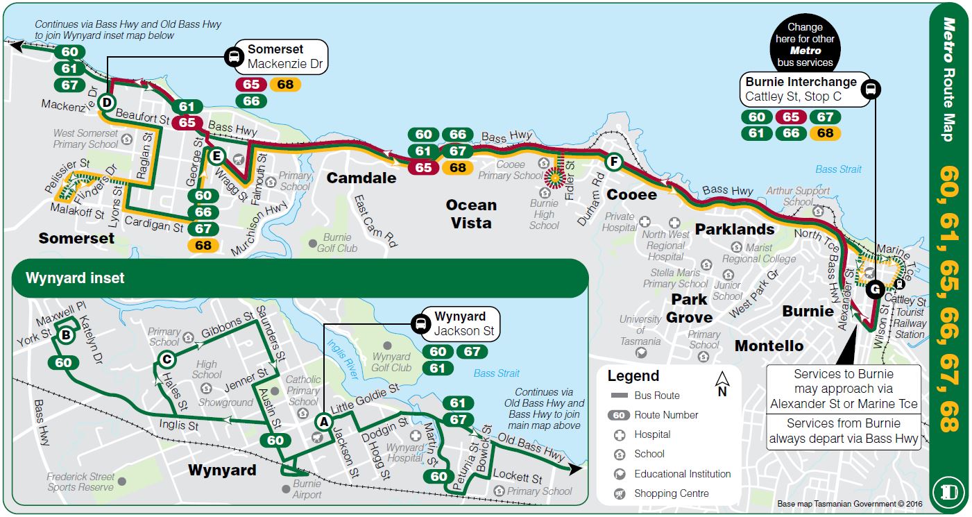 A map of the bus route