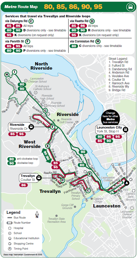 A map of the bus route