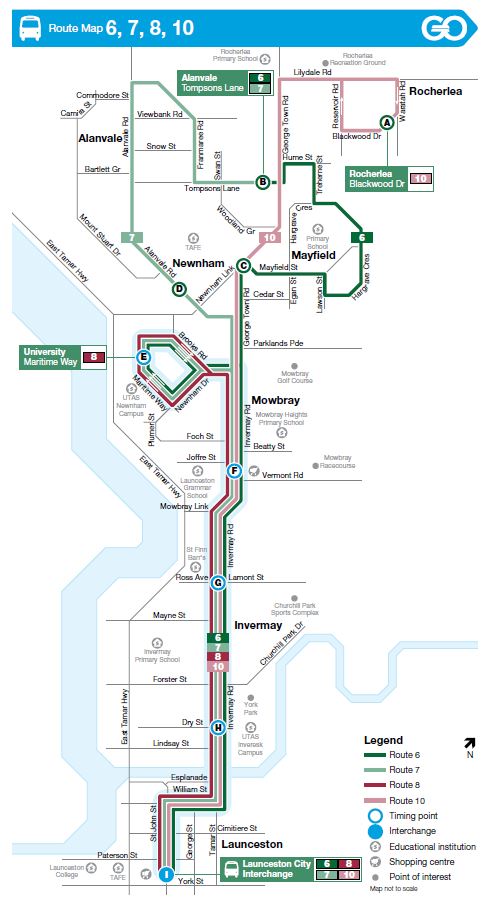 A map of the bus route