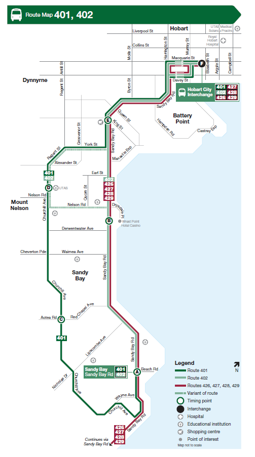 A map of the bus route