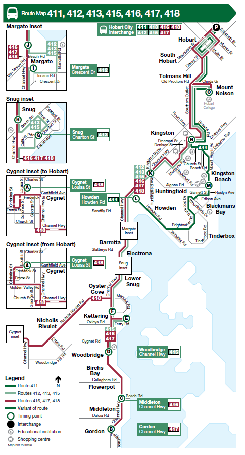 A map of the bus route