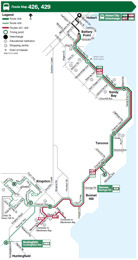A map of the bus route
