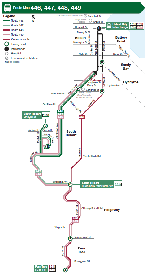 A map of the bus route