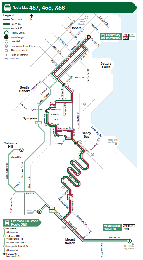 A map of the bus route