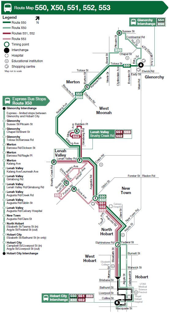A map of the bus route