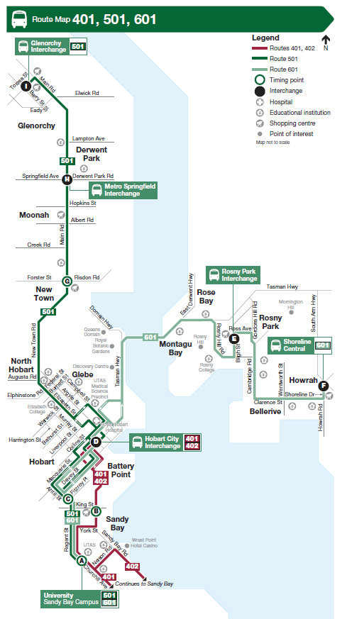 A map of the bus route