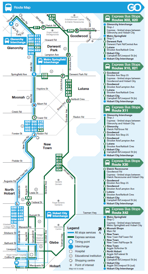A map of the bus route