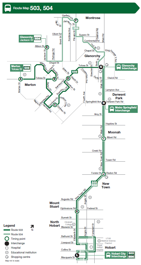 A map of the bus route