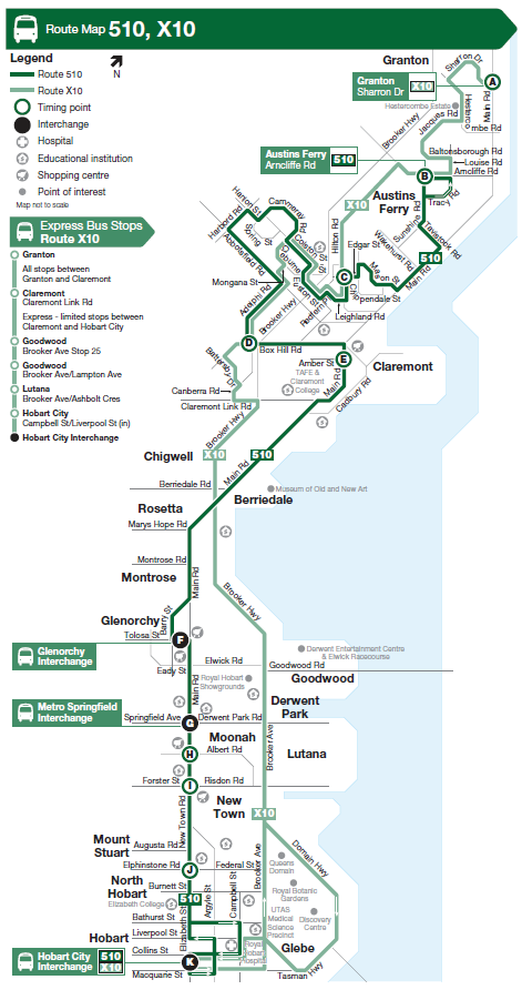 A map of the bus route