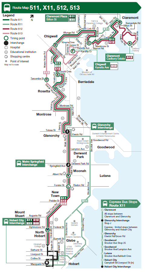 A map of the bus route