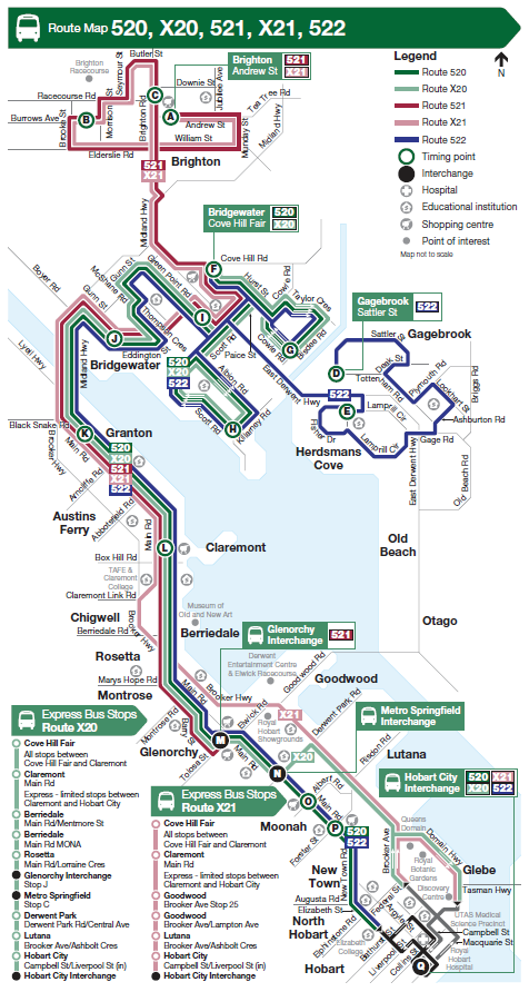 A map of the bus route