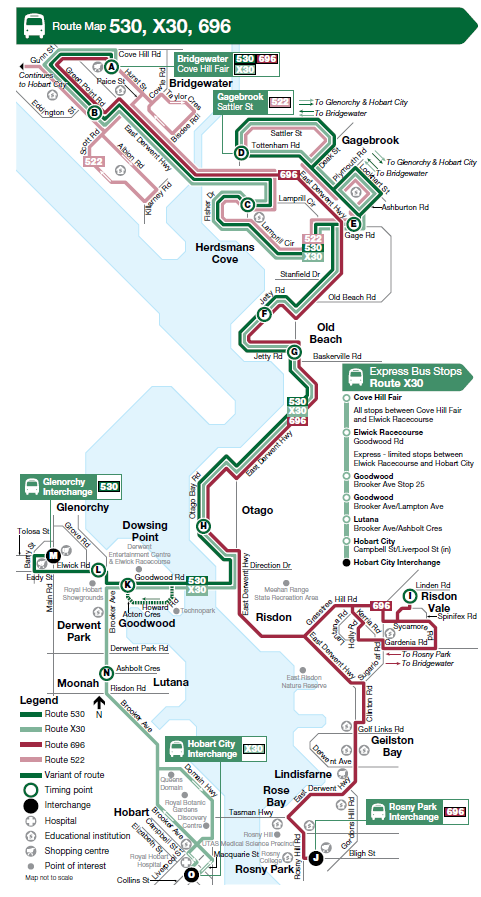 A map of the bus route