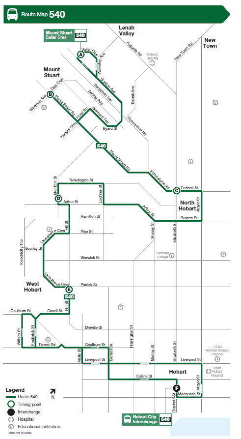 A map of the bus route