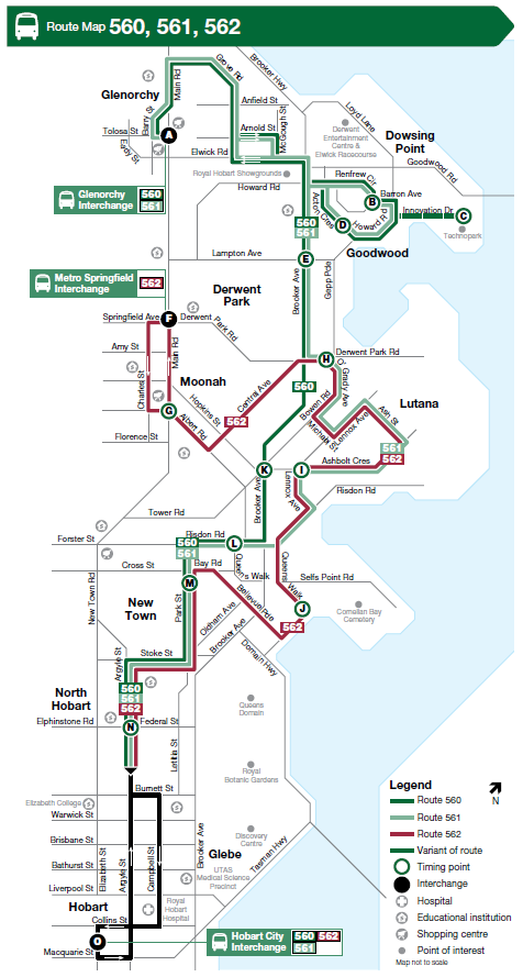A map of the bus route