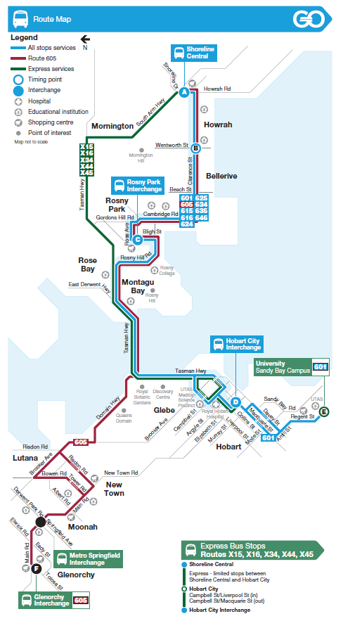 A map of the bus route