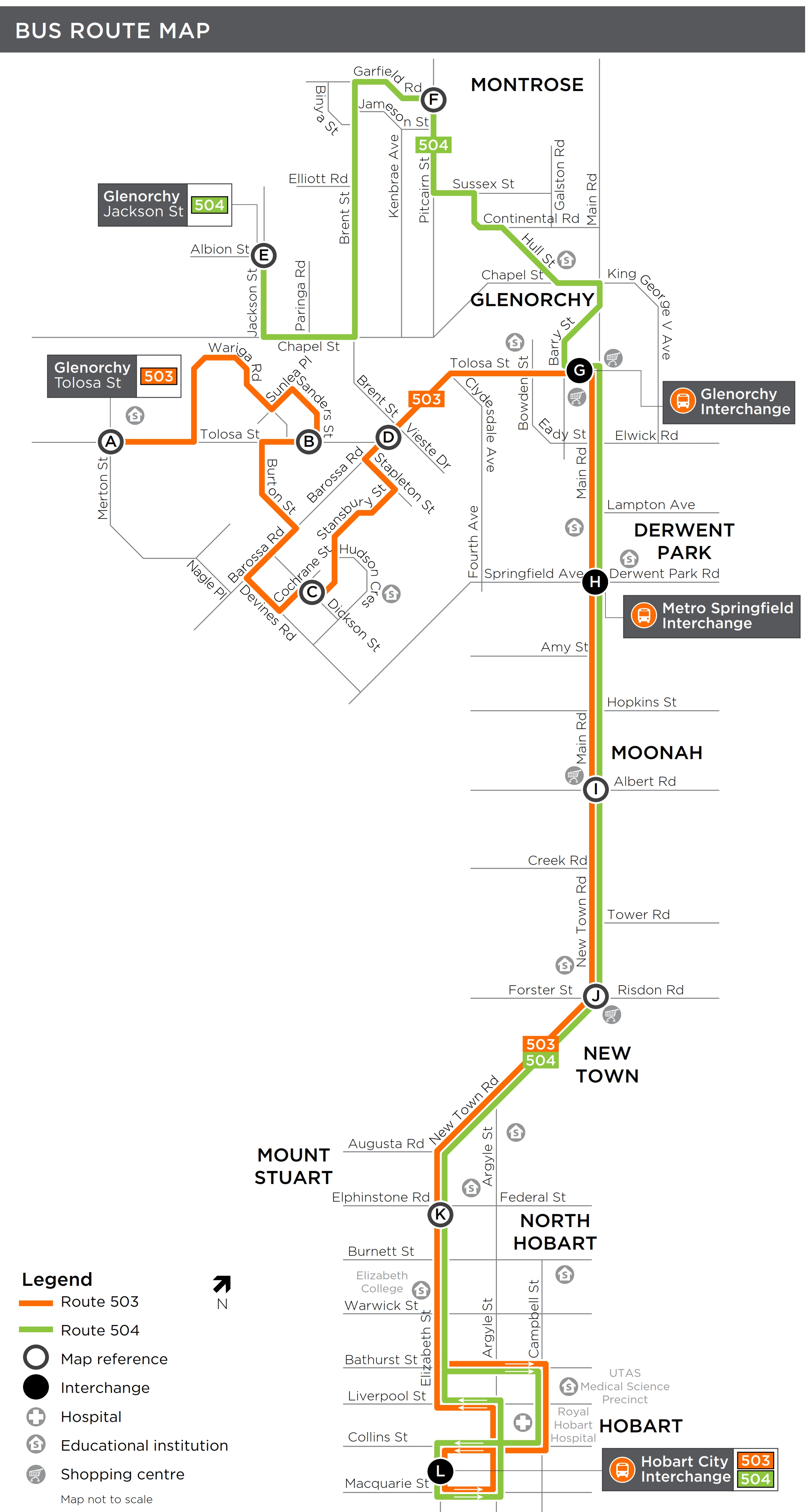 A map of the bus route