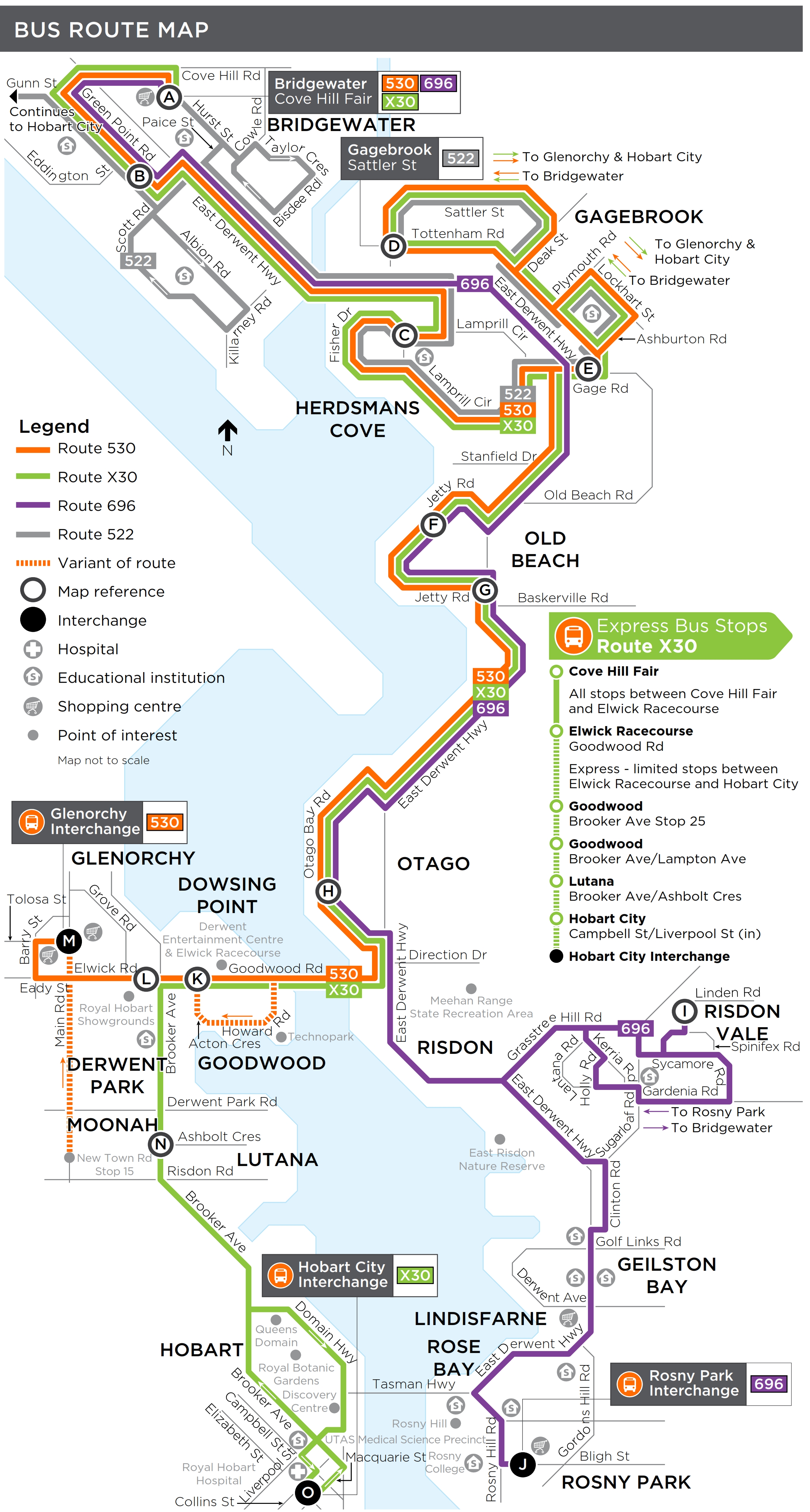 A map of the bus route