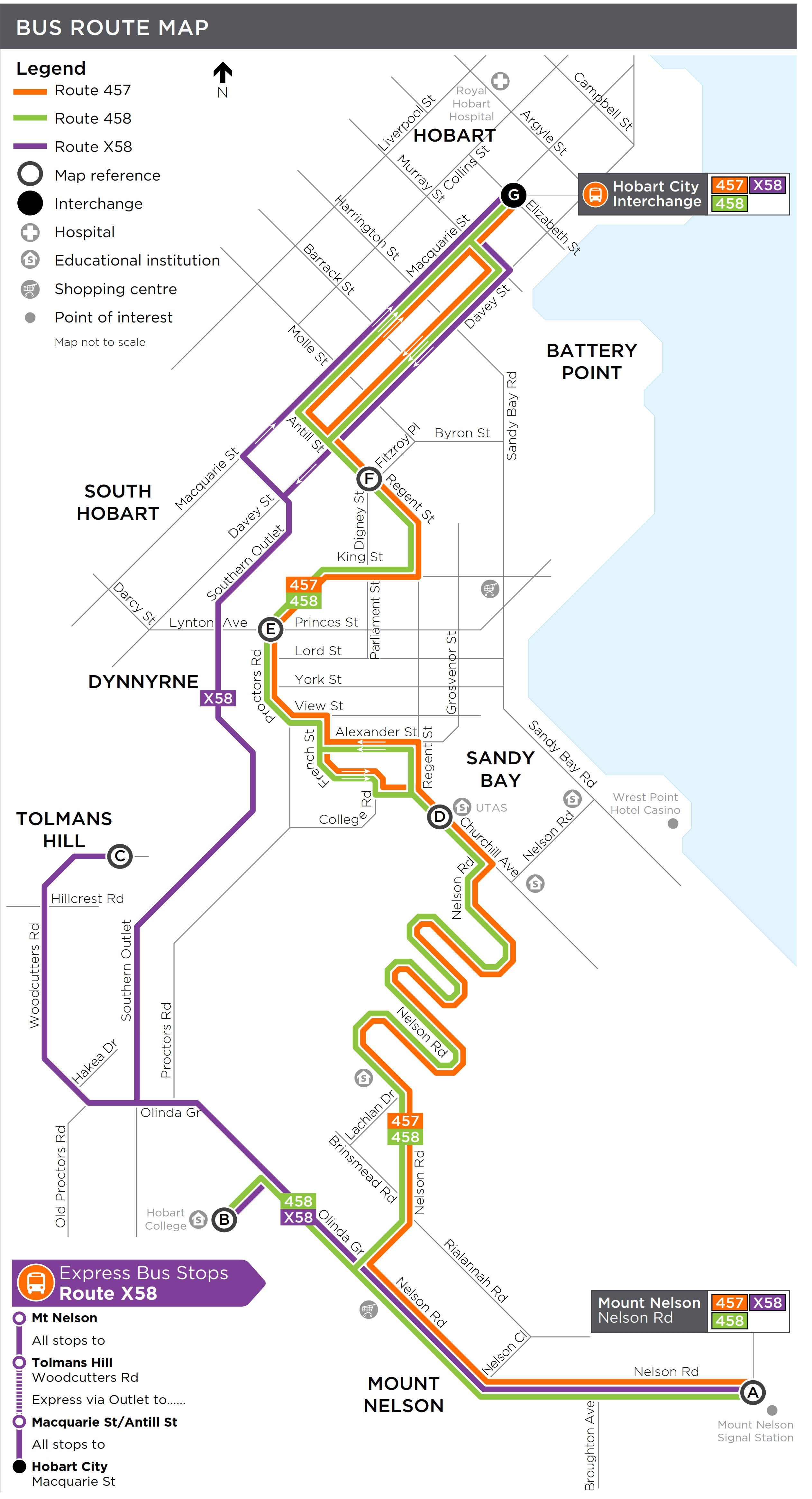 A map of the bus route