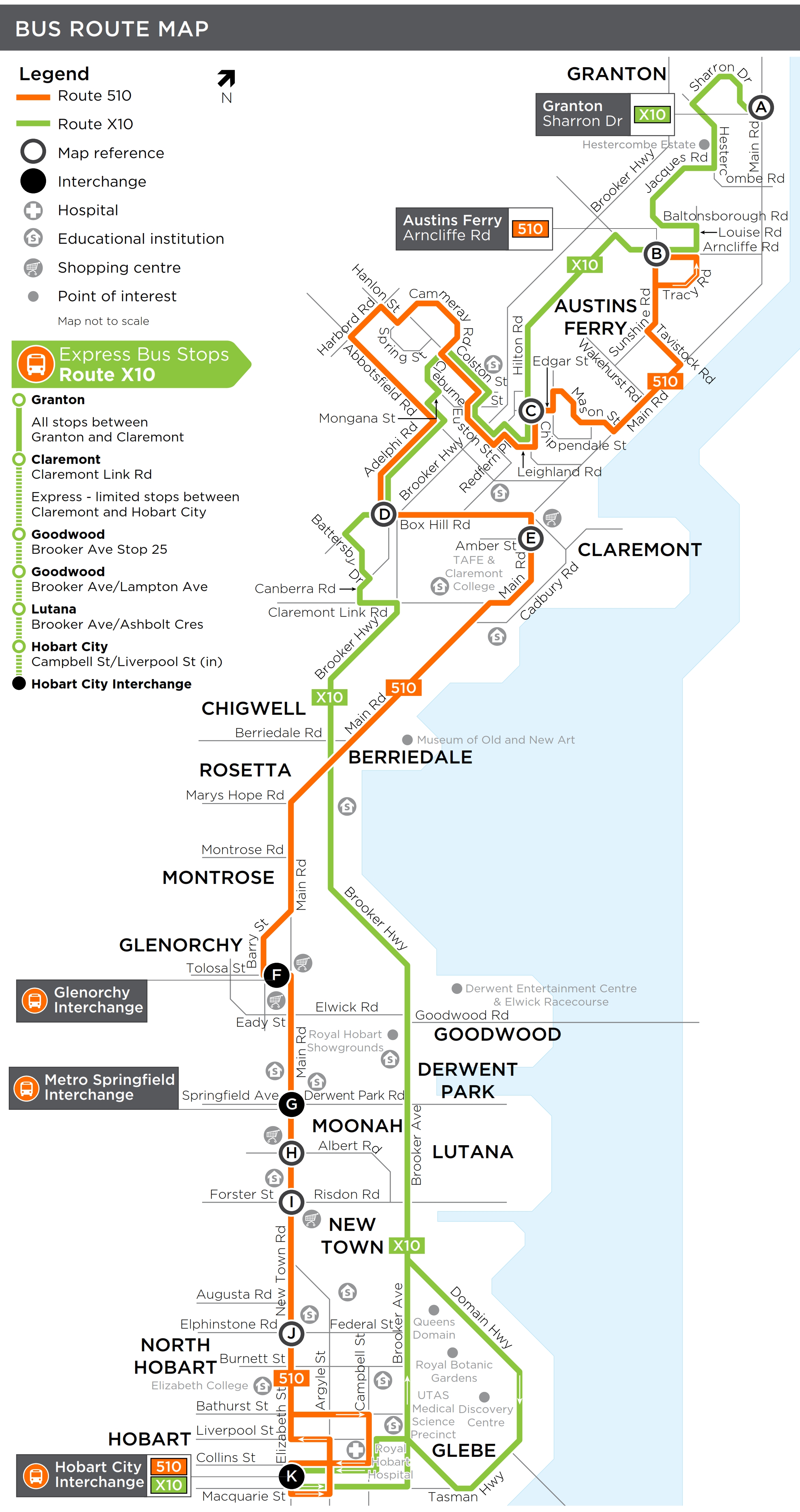A map of the bus route