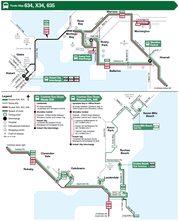 A map of the bus route