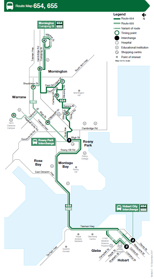 A map of the bus route