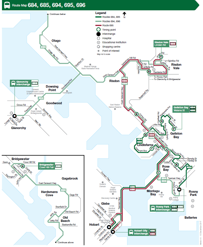 A map of the bus route
