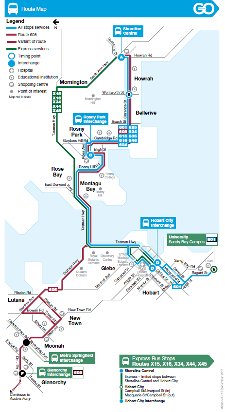 A map of the bus route