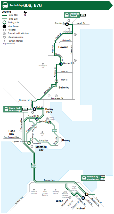 A map of the bus route