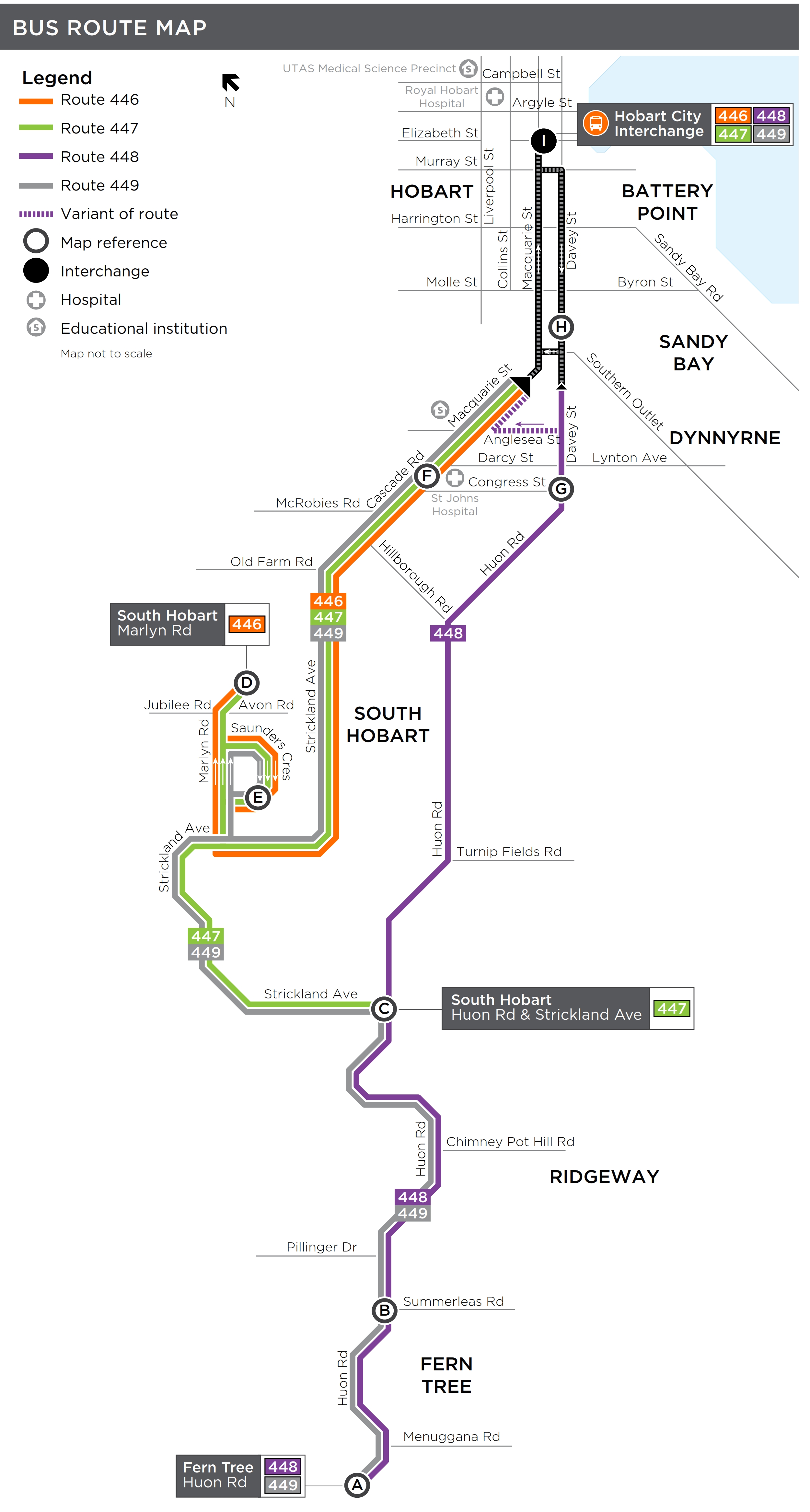 A map of the bus route
