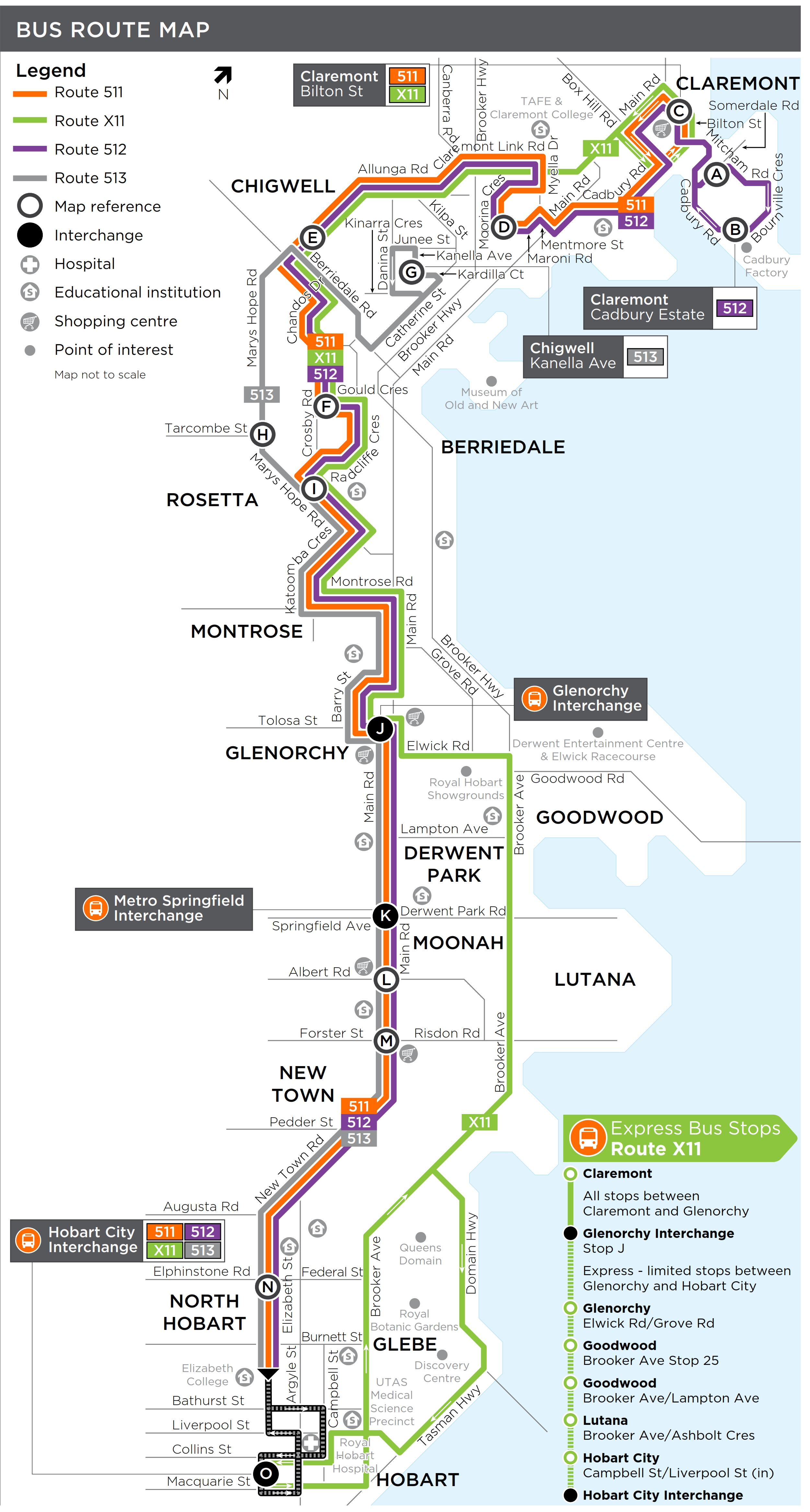 A map of the bus route