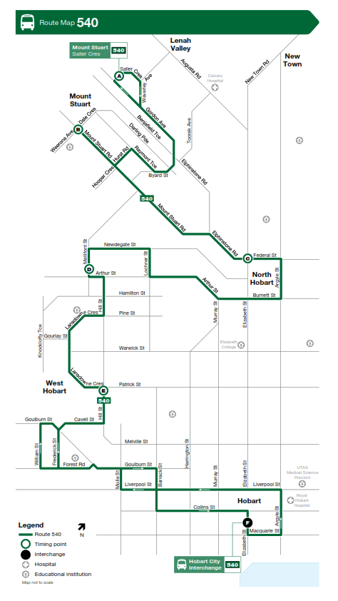 A map of the bus route