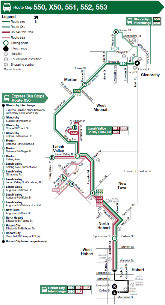 A map of the bus route