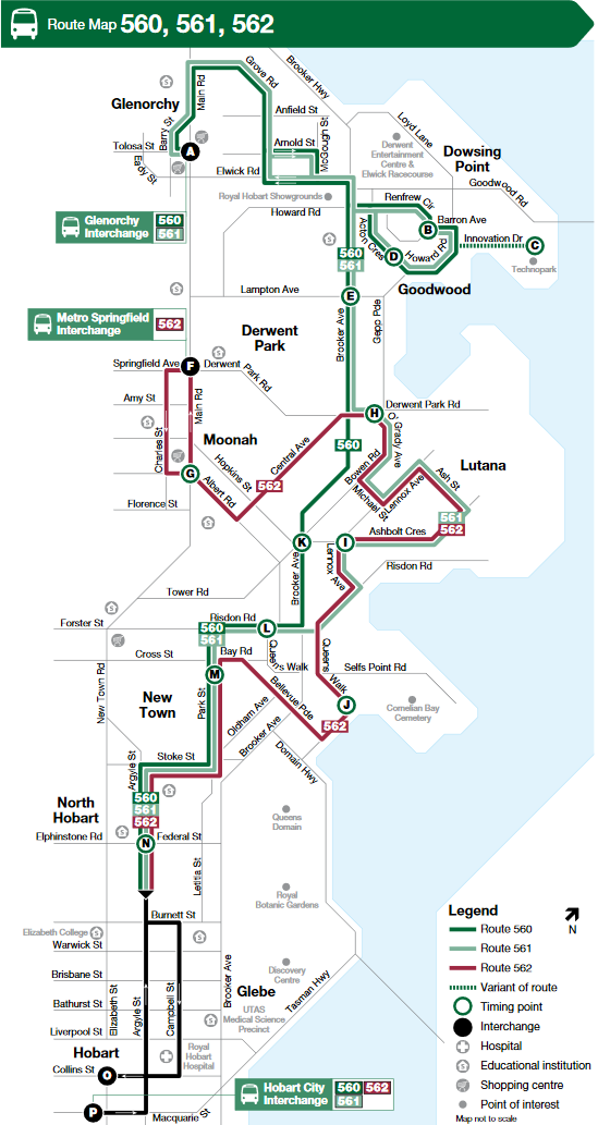 A map of the bus route