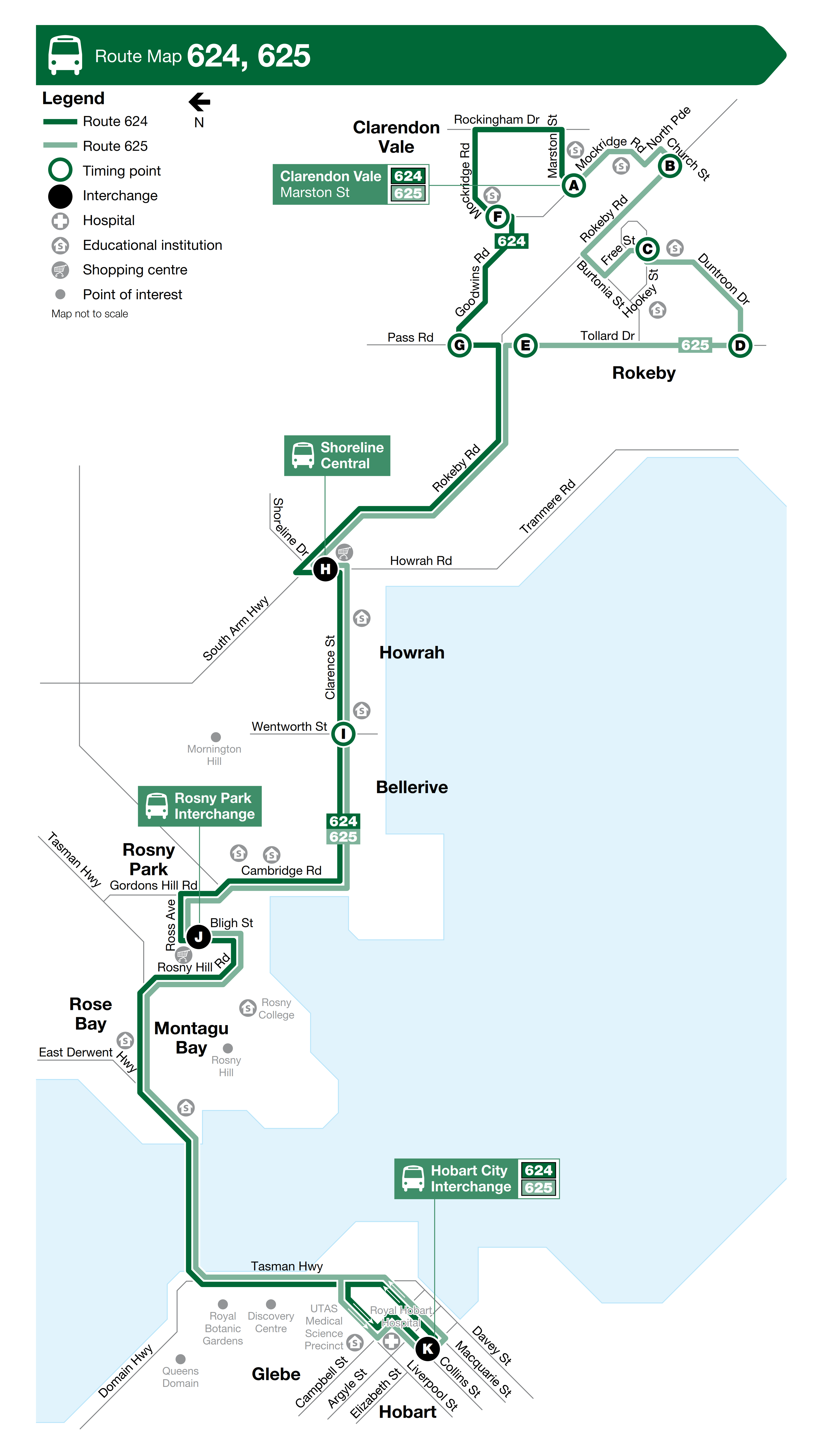 A map of the bus route