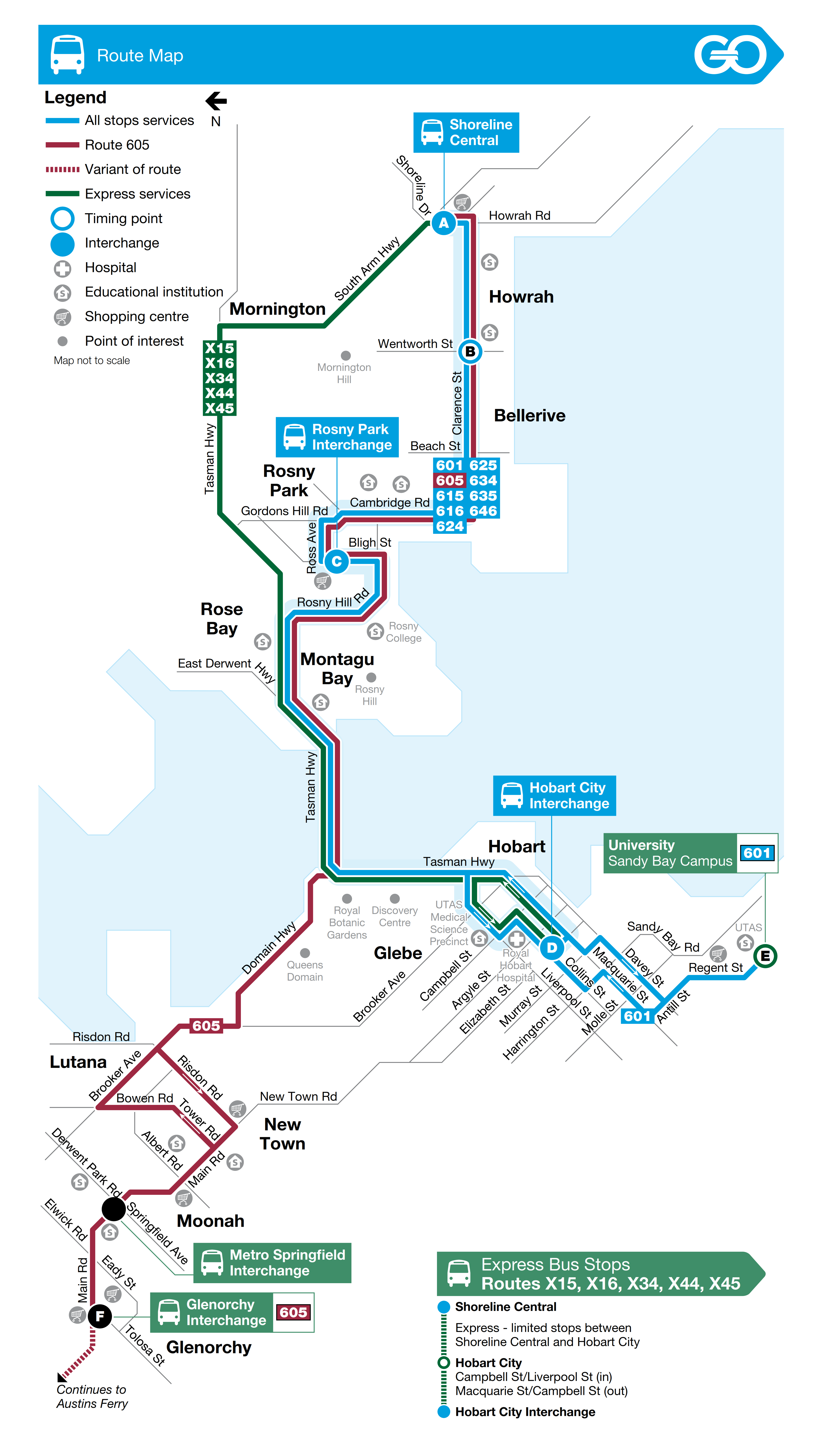 A map of the bus route