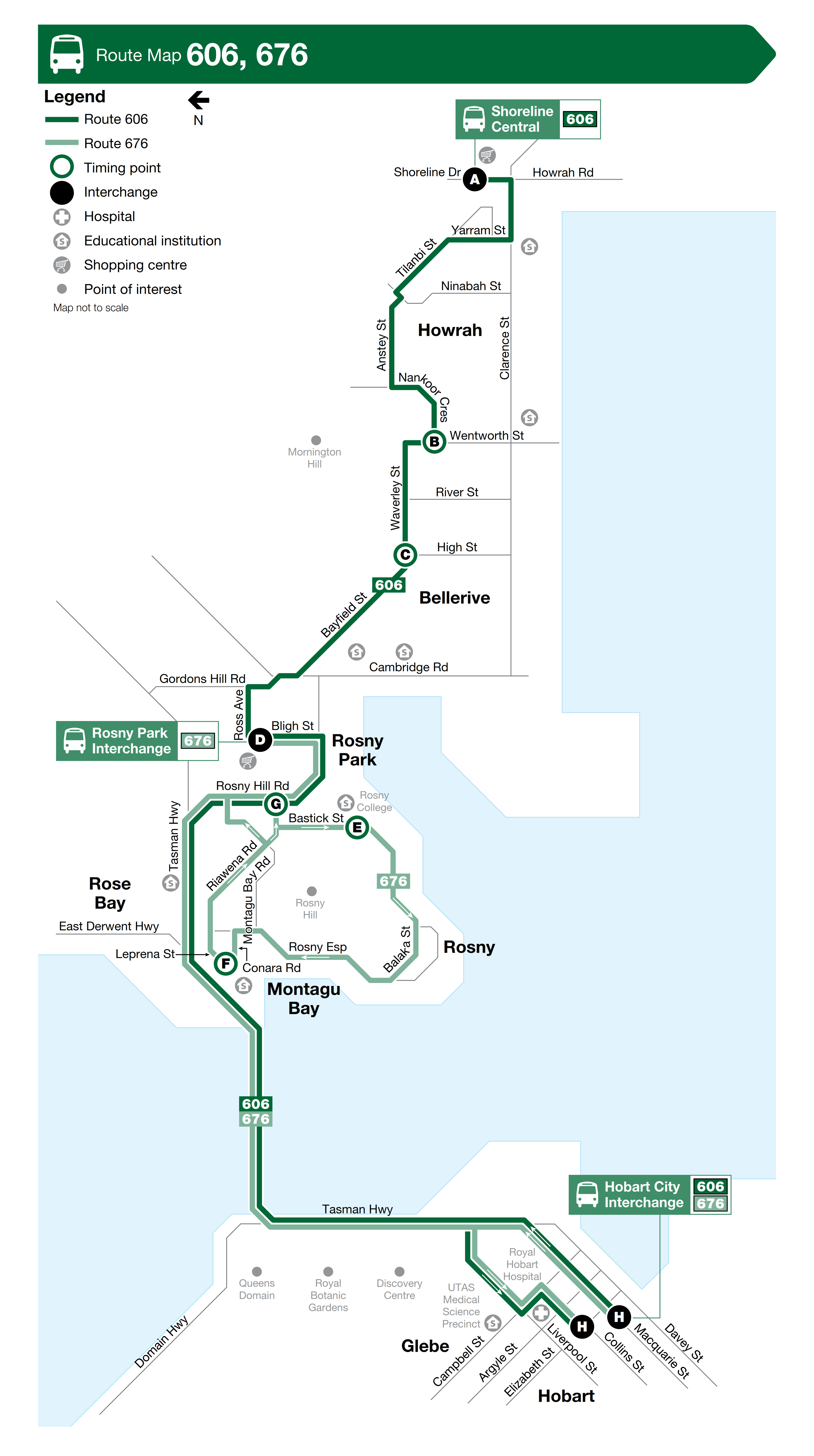 A map of the bus route