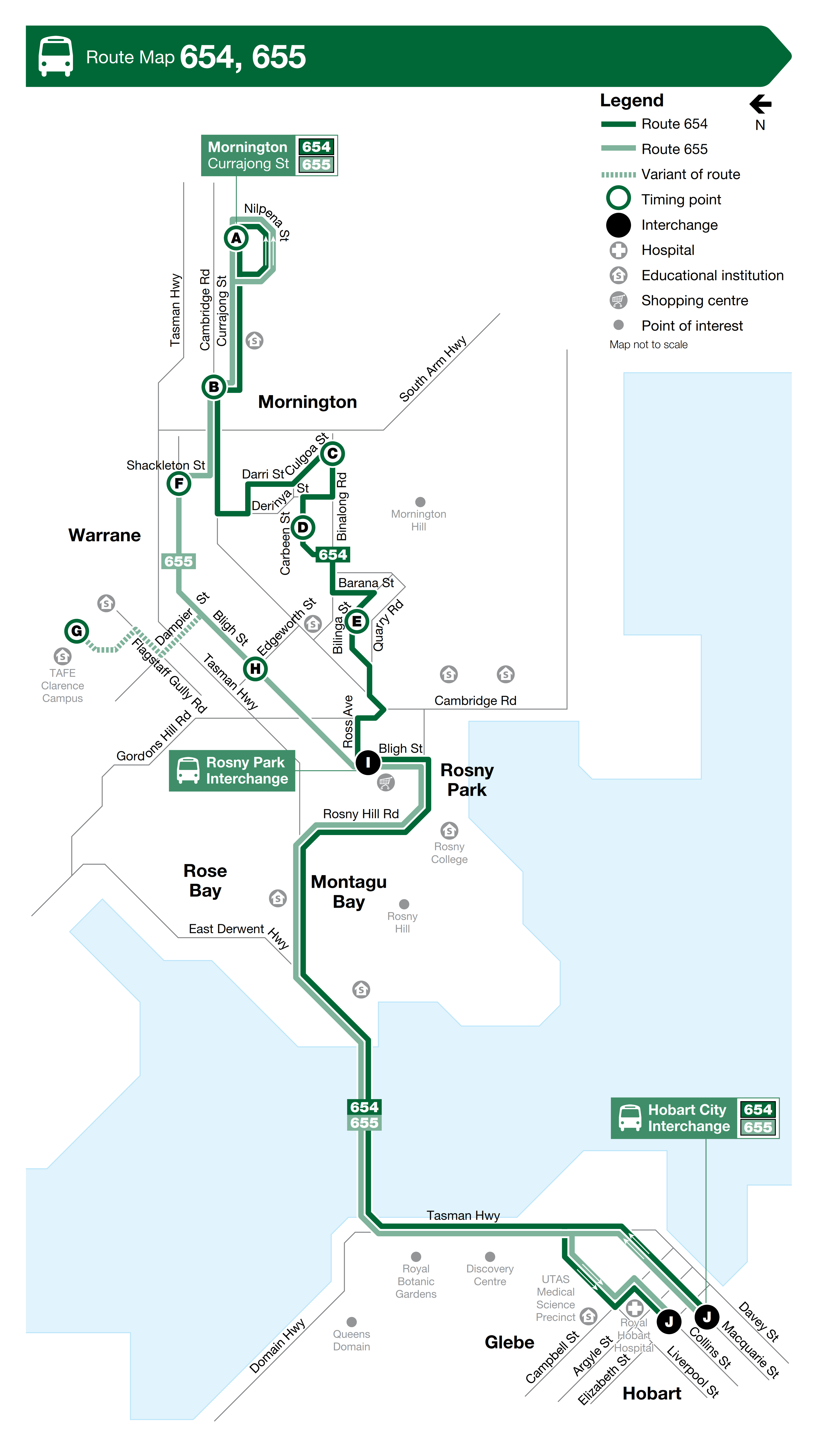 A map of the bus route