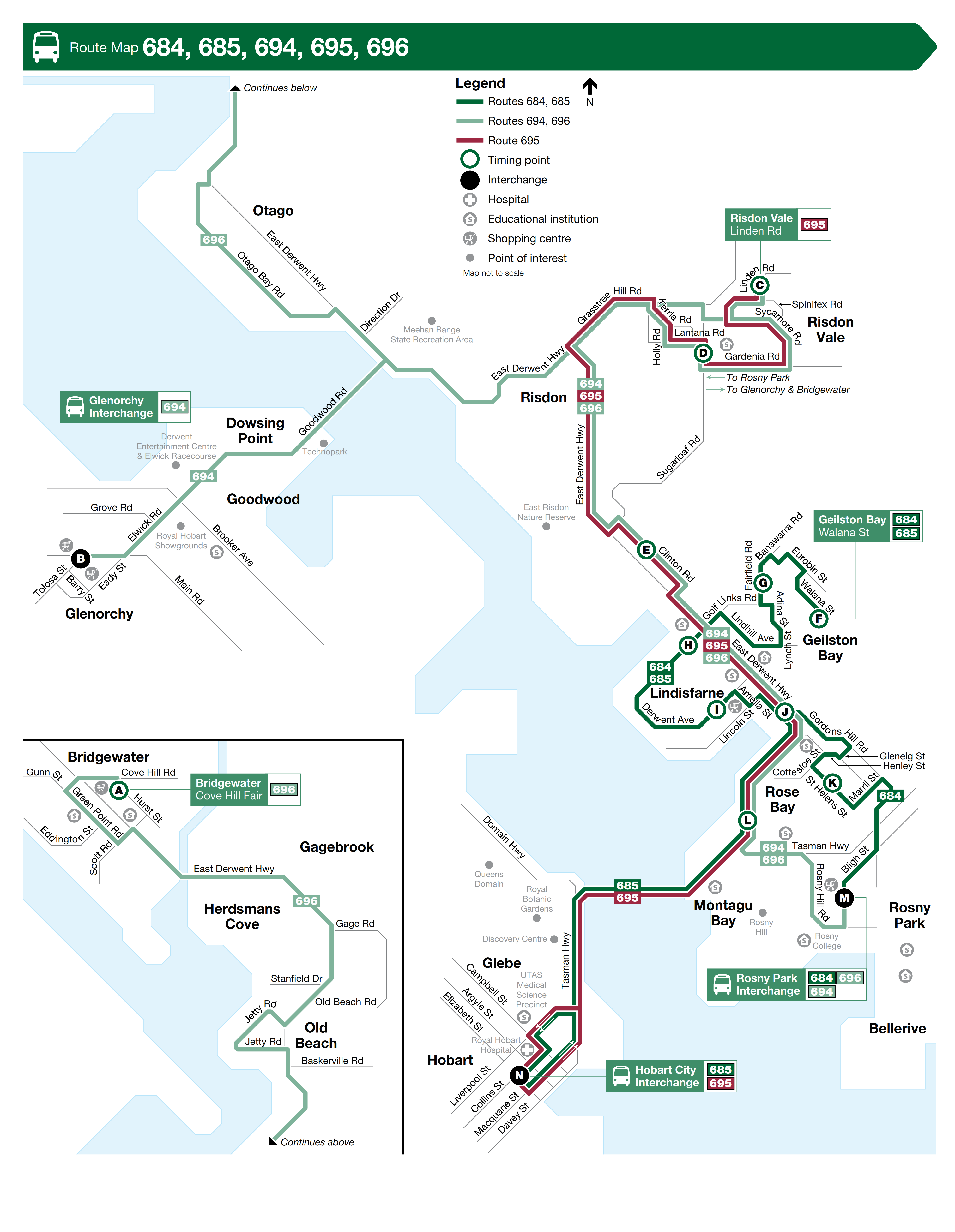 A map of the bus route