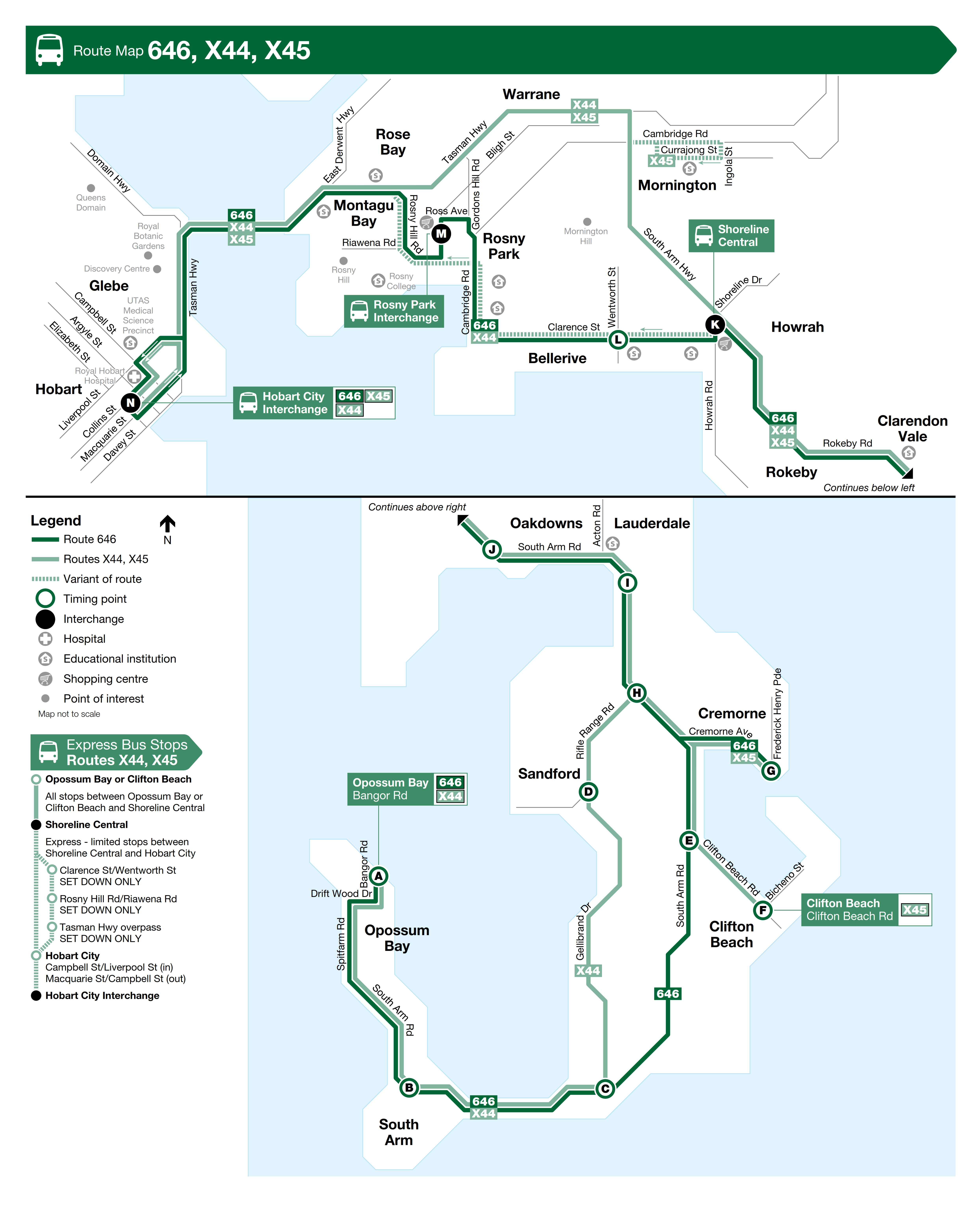 A map of the bus route