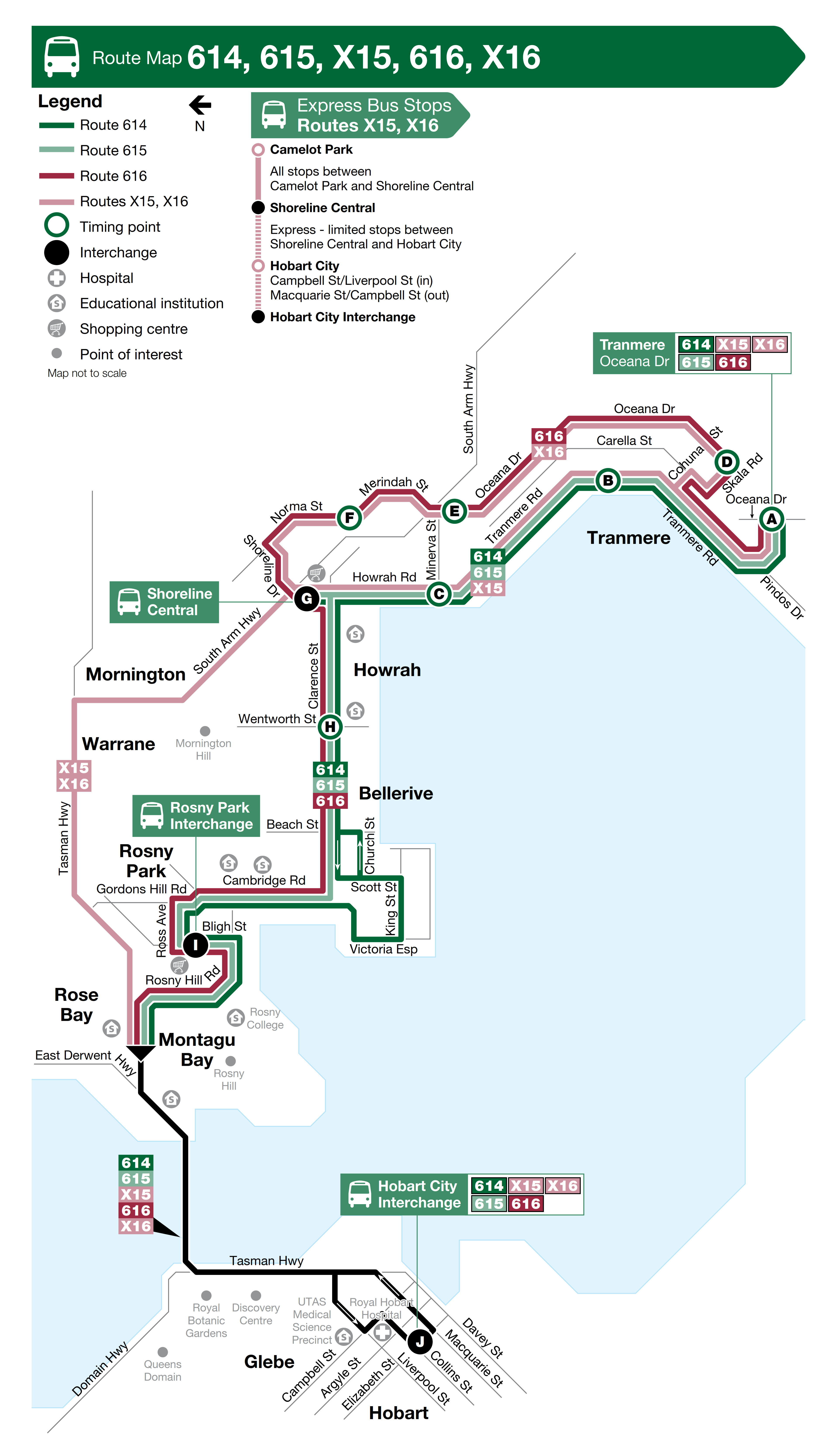 A map of the bus route