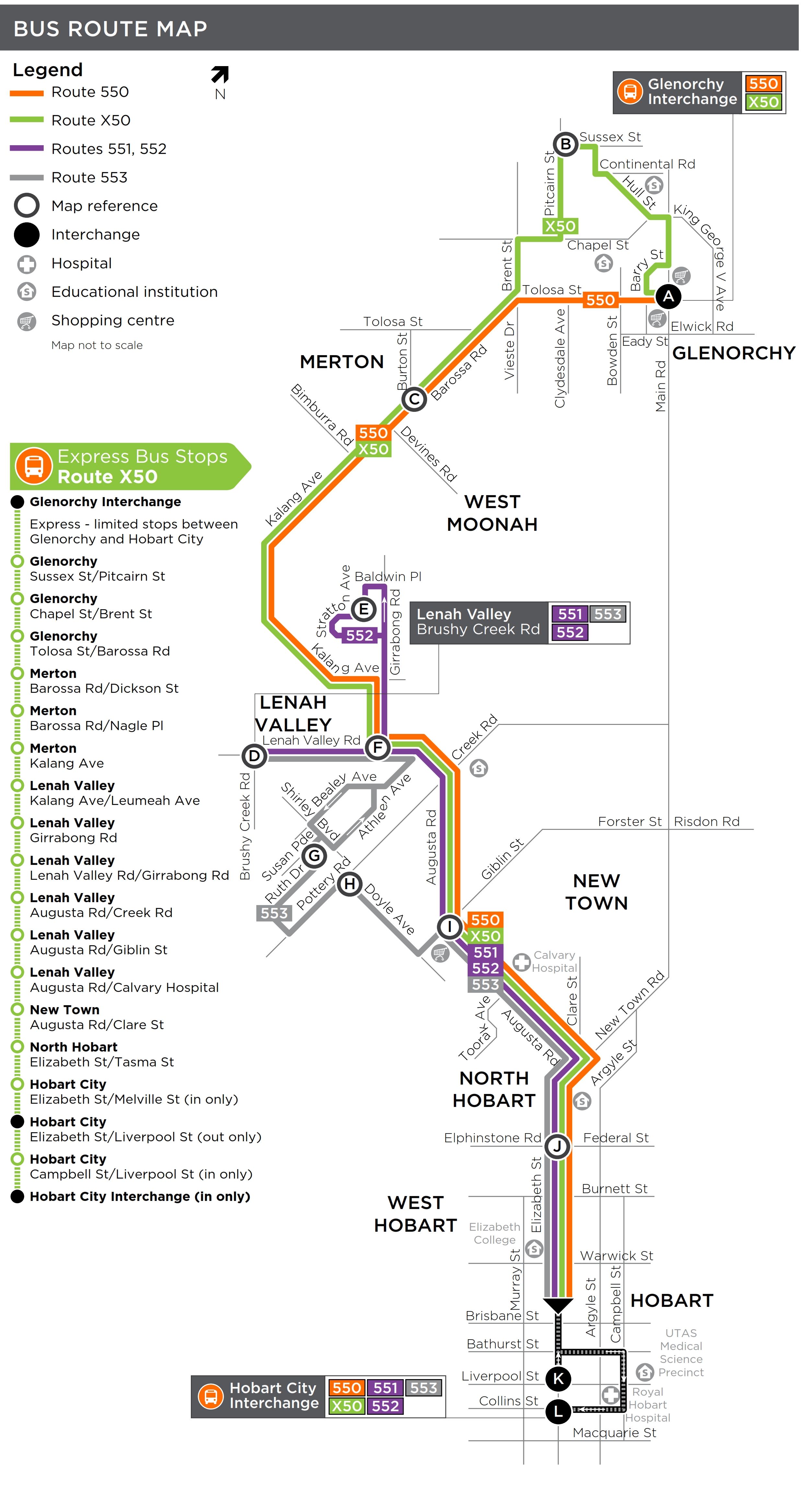A map of the bus route