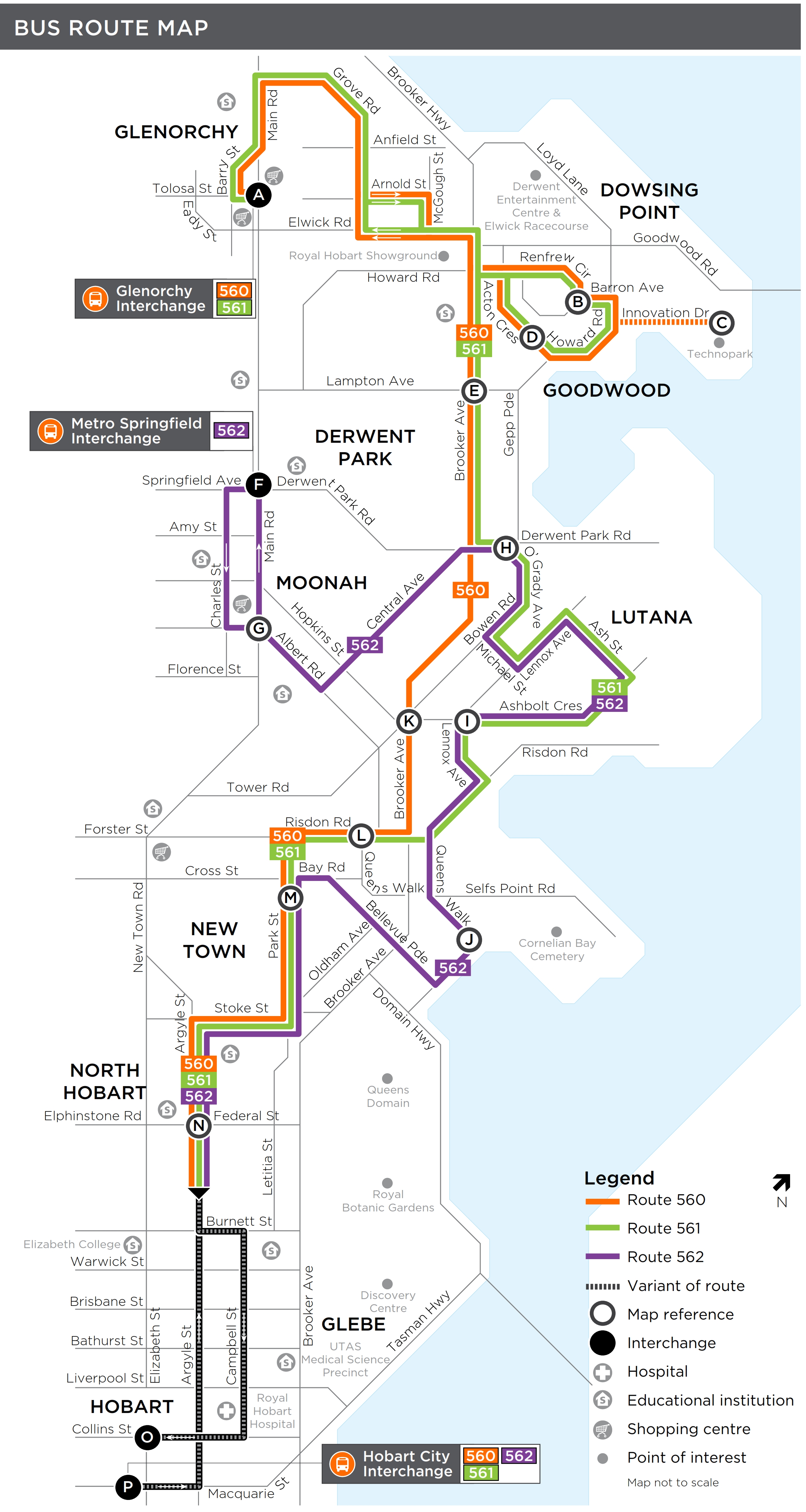 A map of the bus route