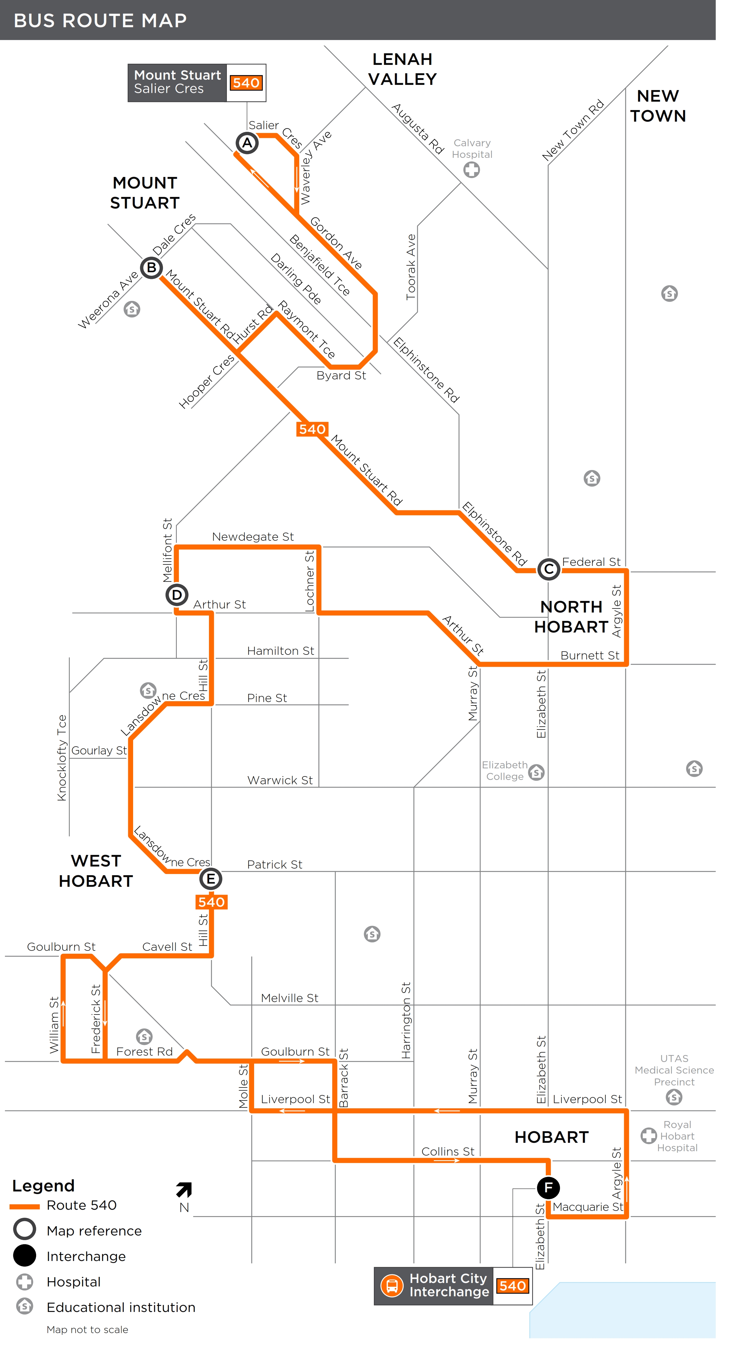 A map of the bus route