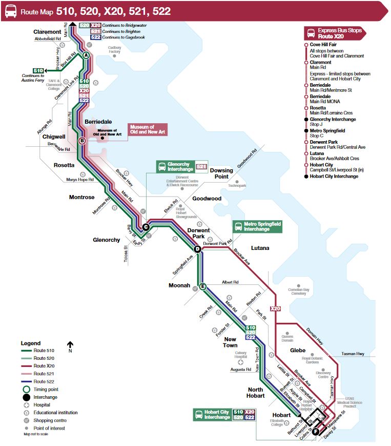 A map of the bus route