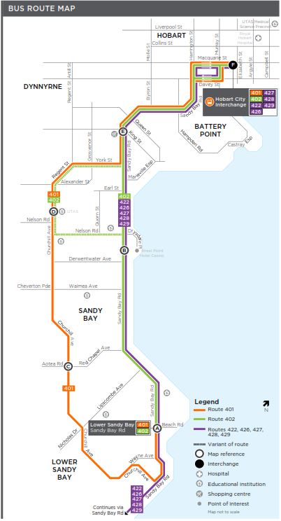 A map of the bus route