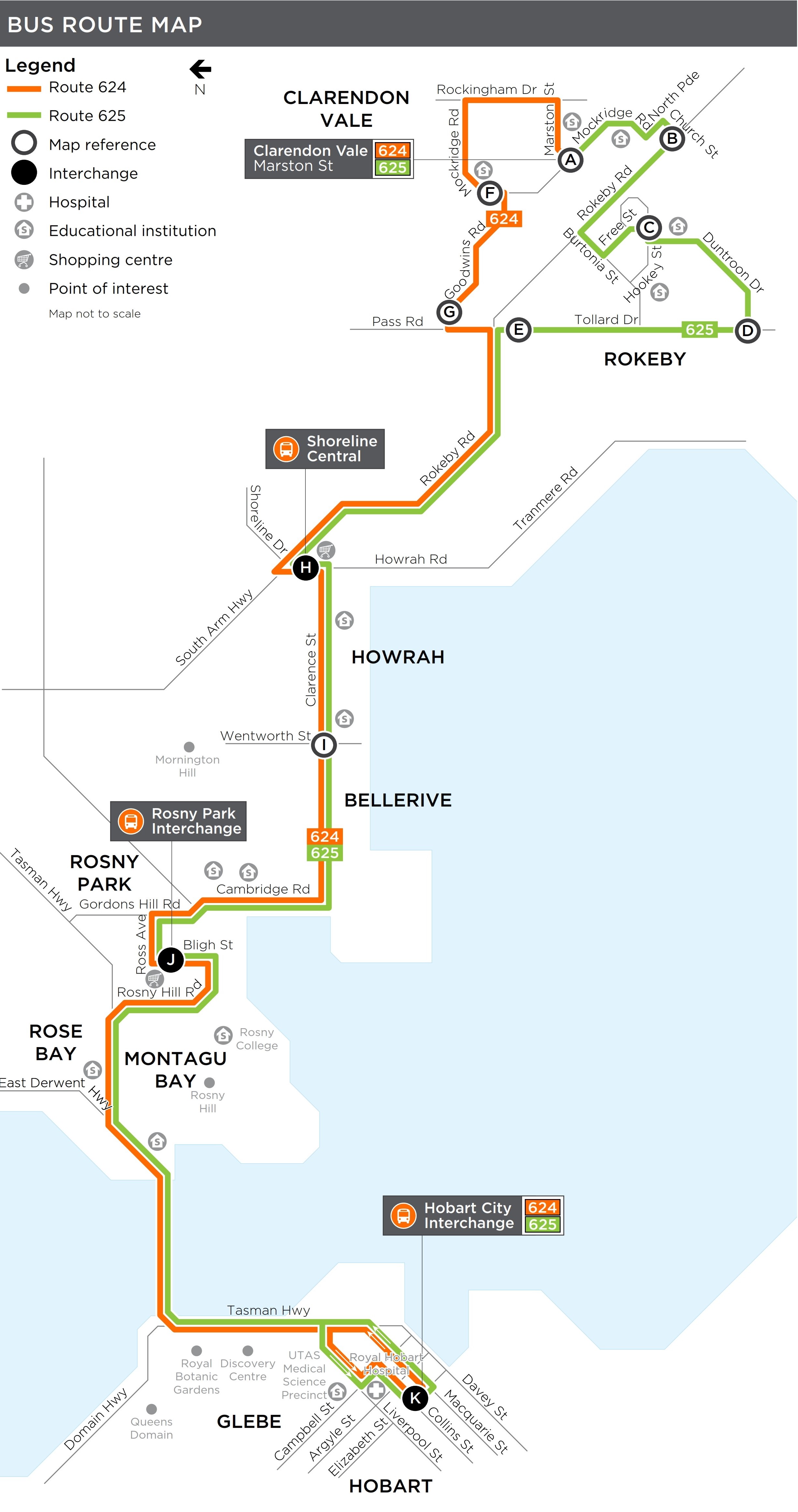 A map of the bus route