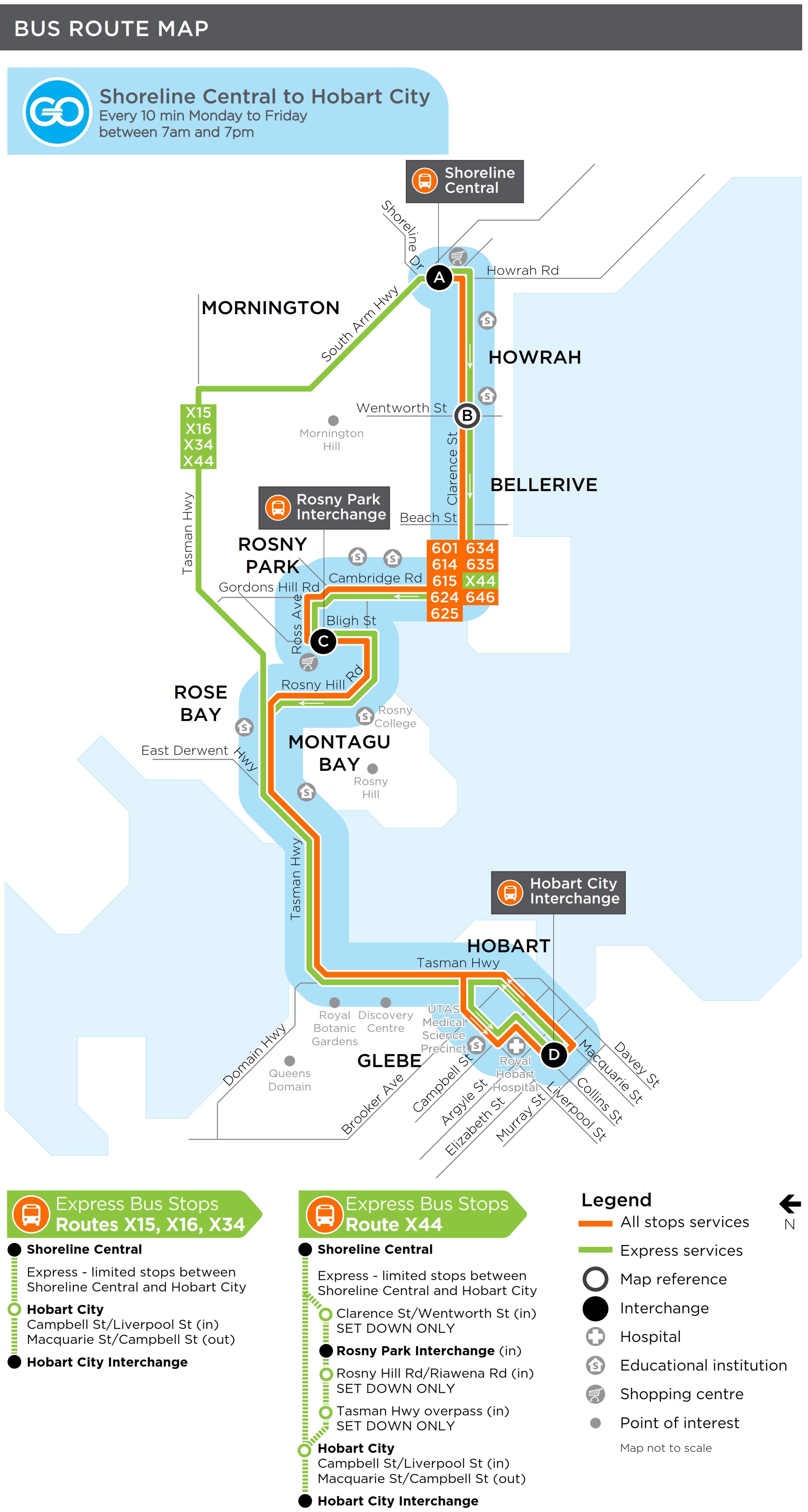 A map of the bus route